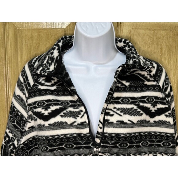 Eddie Bauer Womens Tribal Print Pullover Size XL Black Aztec Ultra Soft Fleece - Picture 3 of 8